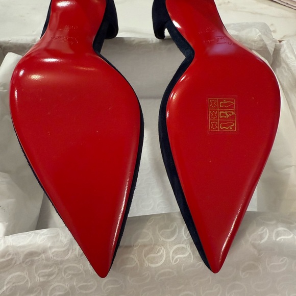 Christian Louboutin Dark Blue Suede Heels - Picture 3 of 11